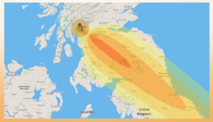 Radiation of nuclear explosion from Glasgow